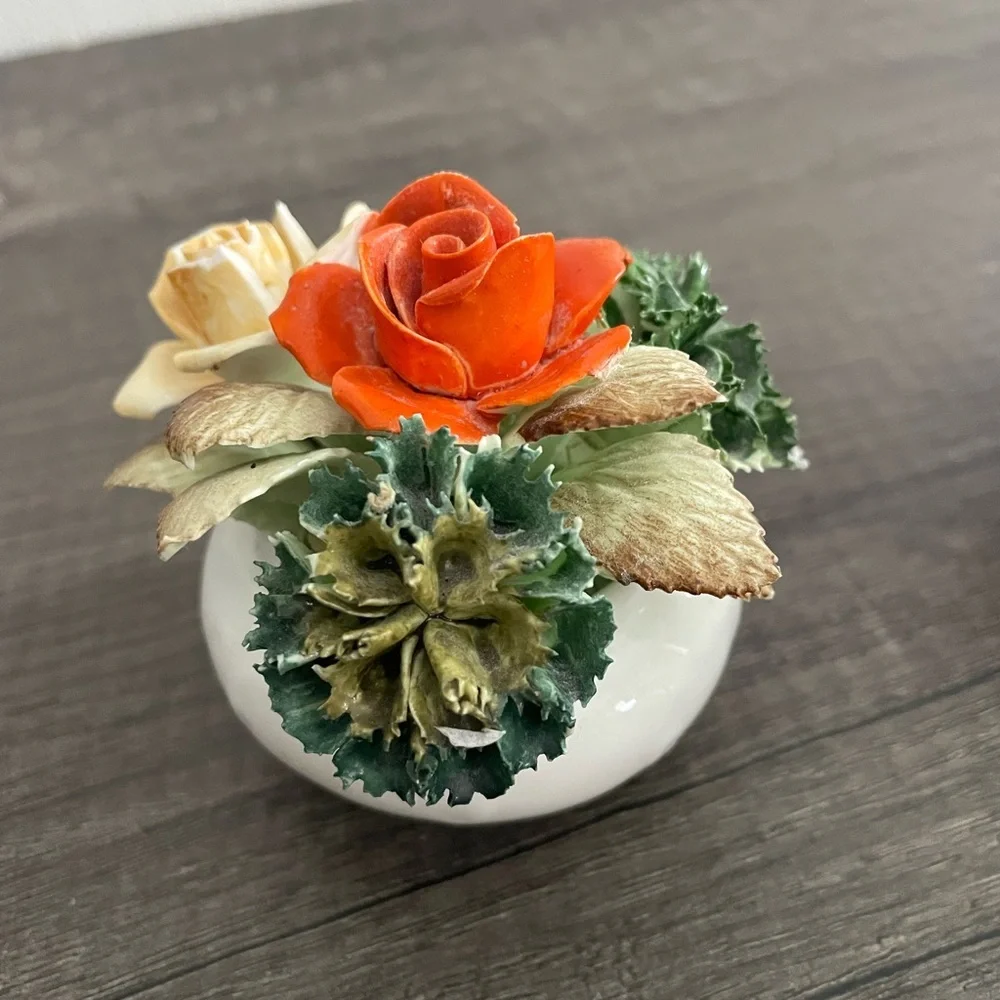 Vibrant Faux Floral Ceramic Accent